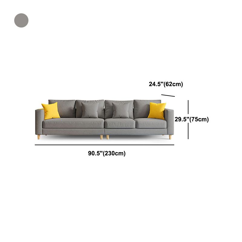 Linen Contemporary Square Arm Sofa Standard Sofa with Slipcovered for Living Room