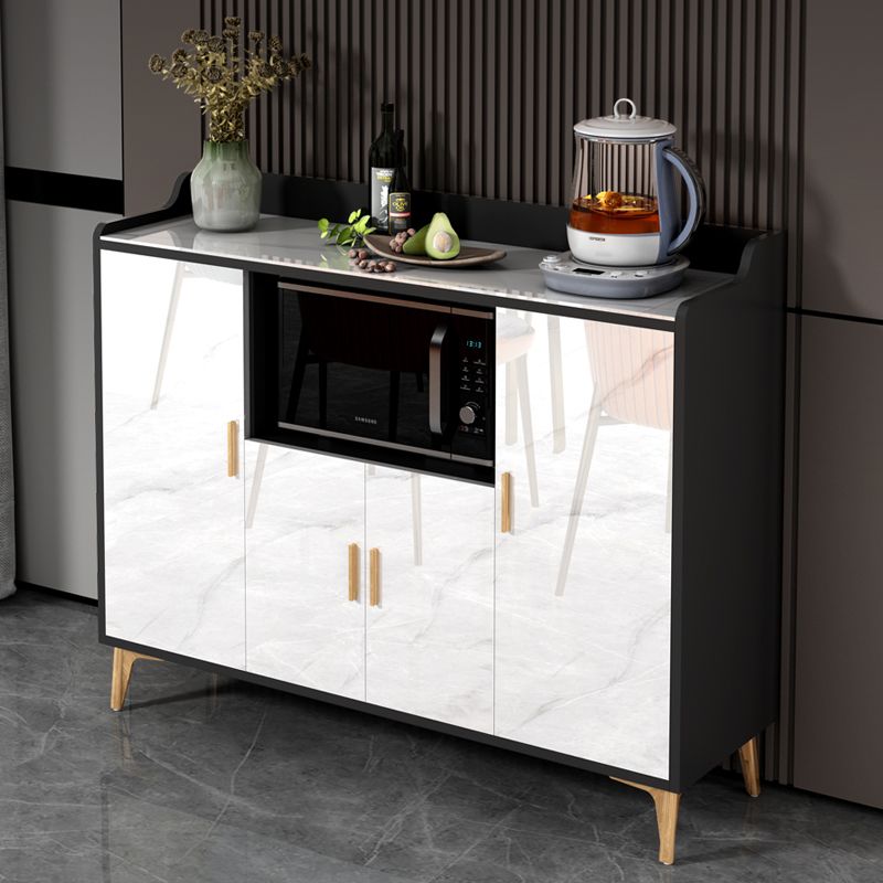 Contemporary Dining Server Adjustable Shelving Sideboard Cabinet with Open Storage