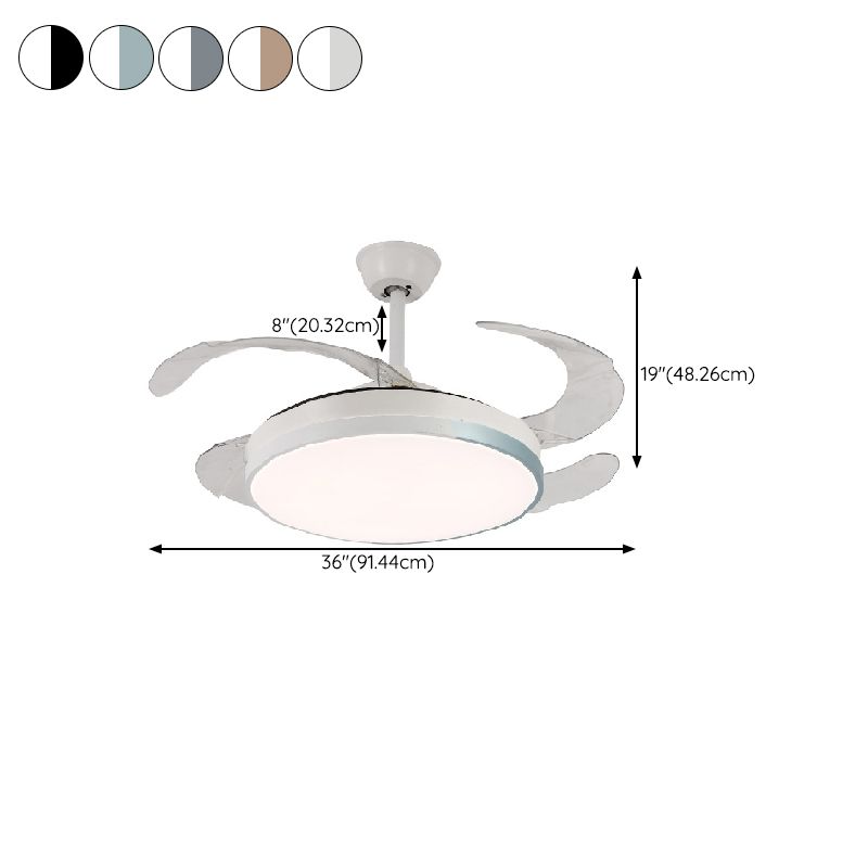 LED Contemporary Fan Ceiling Fixture Metal and Acrylic Ceiling Fan in White