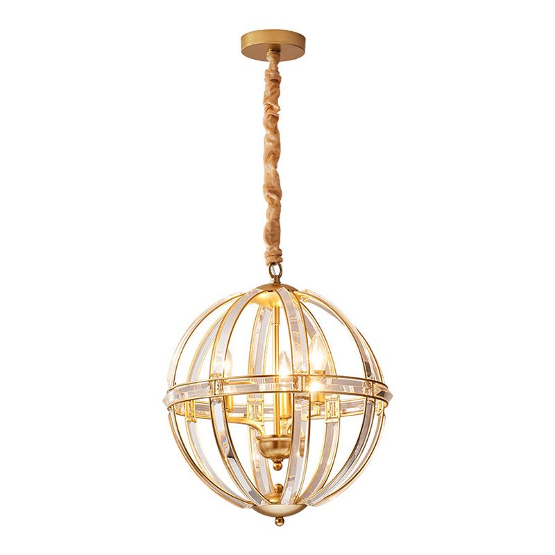 Globe Lantern Pendant Lighting Modern Crystal Dining Room Chandelier Light