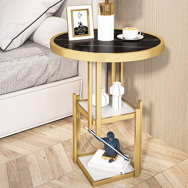 Contemporary Open Storage Nightstand Metal Night Table with 3 Shelves