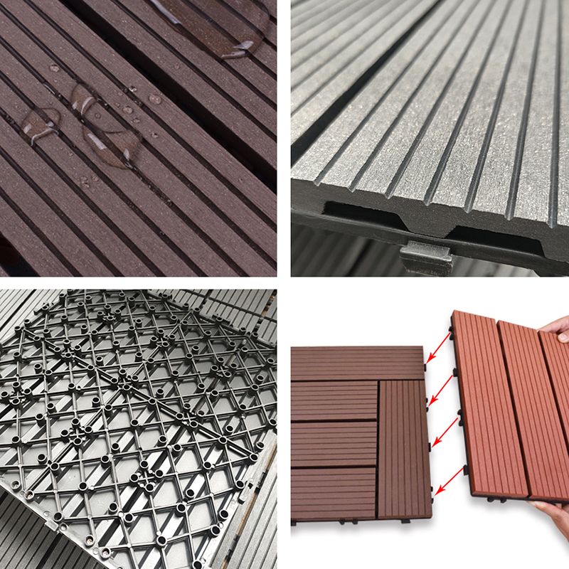 11 Pack 12" X 12" Square Deck/Patio Flooring Tiles Snap Fit for Outdoor Patio Tiles