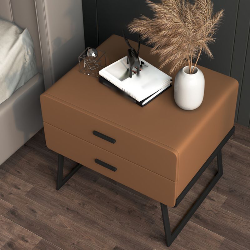 20'' Tall Drawer Storage Accent Table Nightstand Modern Faux Leather Nightstand