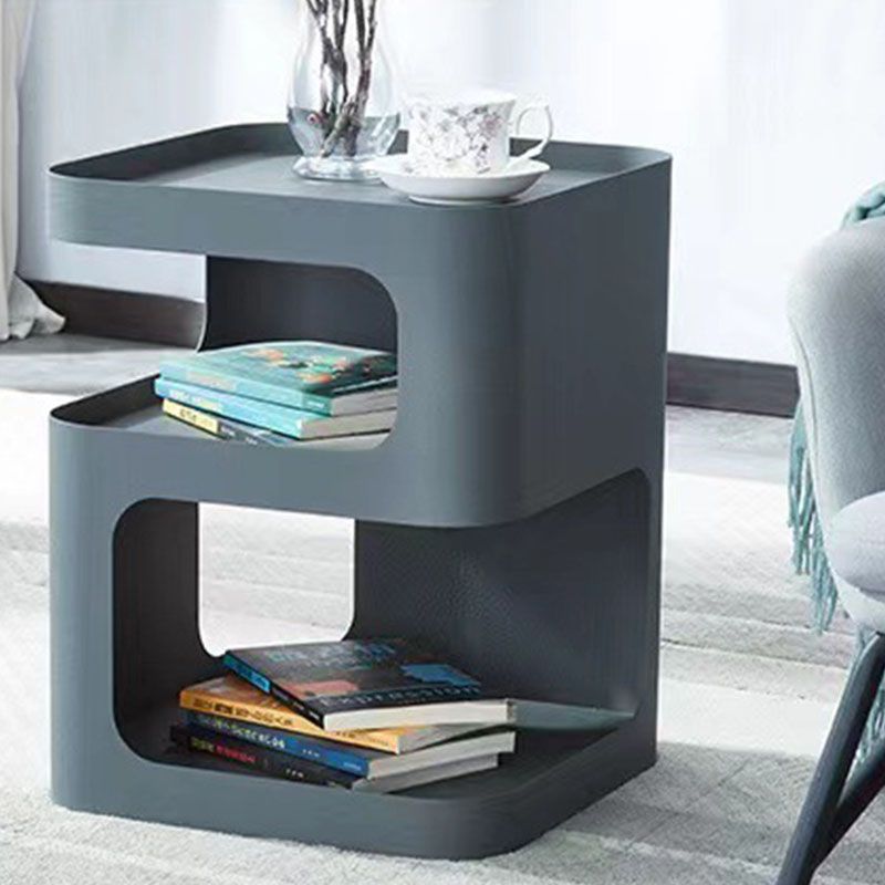 Contemporary Metal Bed Nightstand Open Storage Bedside Cabinet