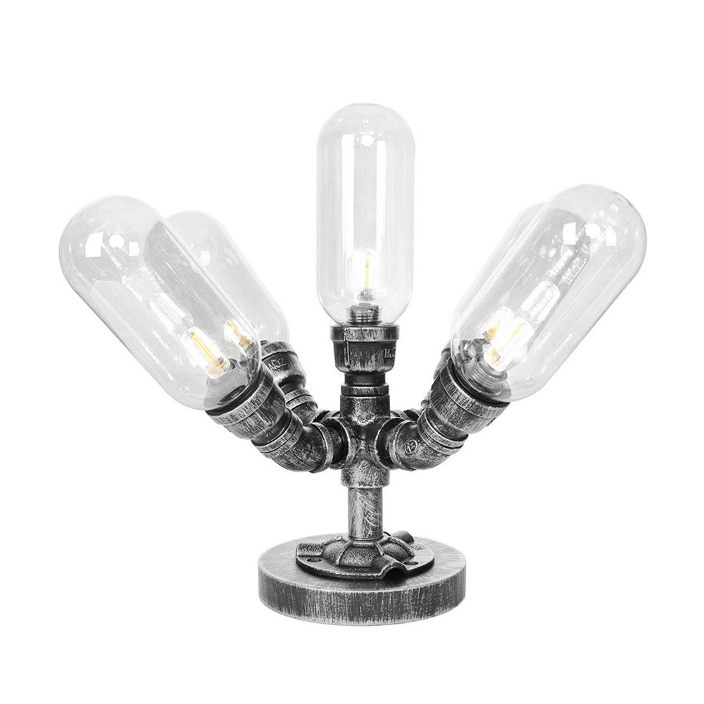 1/4/5-Bulb Capsule Shade Table Ligting Industrial Clear/Amber Glass Night Lamp for Bedroom