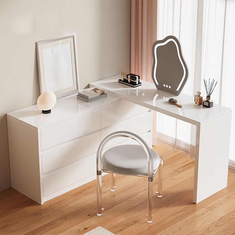 Modern Wood With Drawer White Bedroom Mirror Vanity Dressing Table