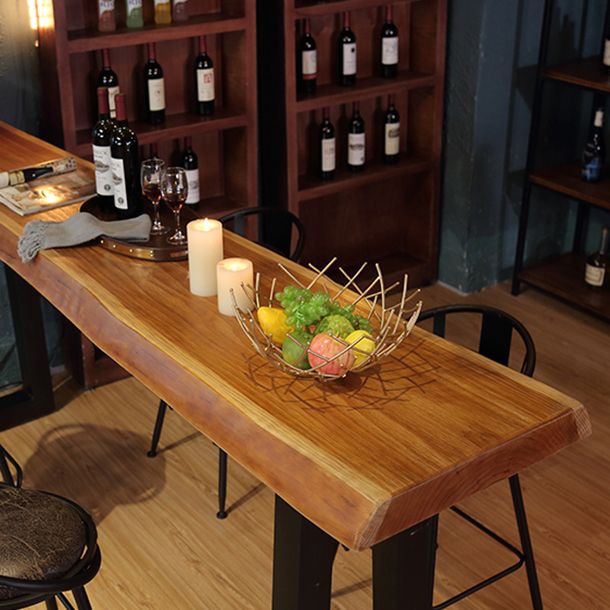 Industrial Dining Rectangle Table Wooden Bar Counter Table for Kitchen