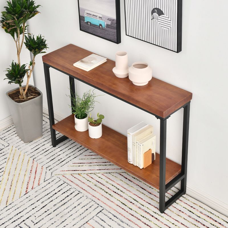 11.81" W x 31.49" H Console Table Trestle Solid Wood Console Table in Brone