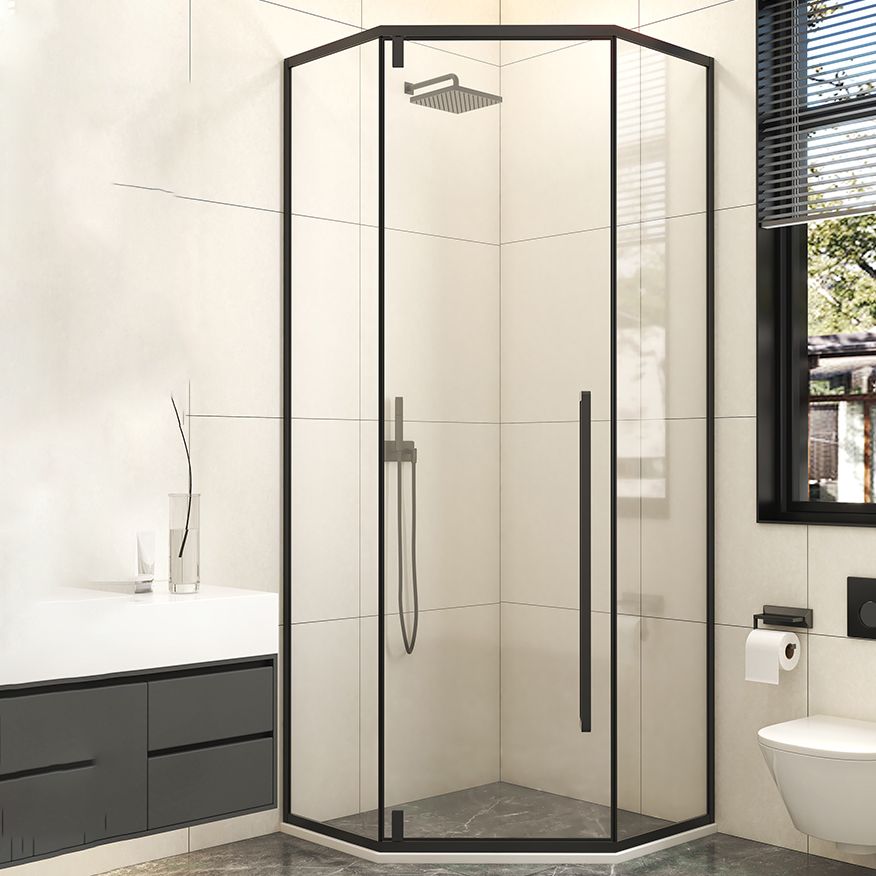 Black Square Shower Enclosure Pivot Tempered Glass Shower Kit