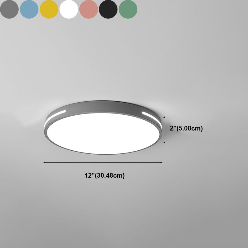 Round Shape LED Ceiling Lamp Modern Macaroon Iron 1 Light Flush Mount for Corridor