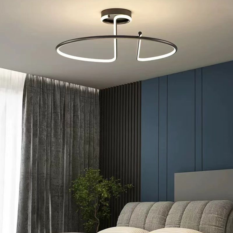 Semi Geometric Flush Mount Lighting Modern Metal Semi Flush Lamp