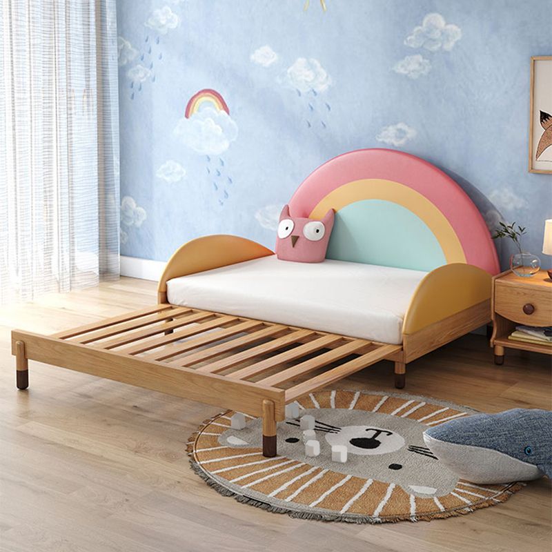 Upholstered Genuine Leather Bed Frame Modern Solid Wood Rainbow Daybed