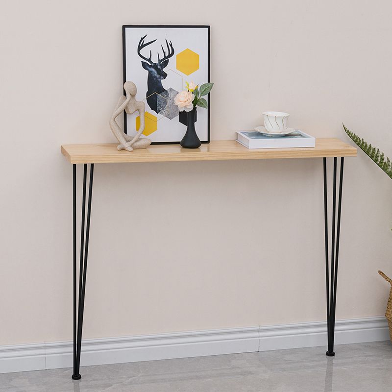 Rectangle Solid Wood Console Table 31.49" High Accent Table with Iron Frame