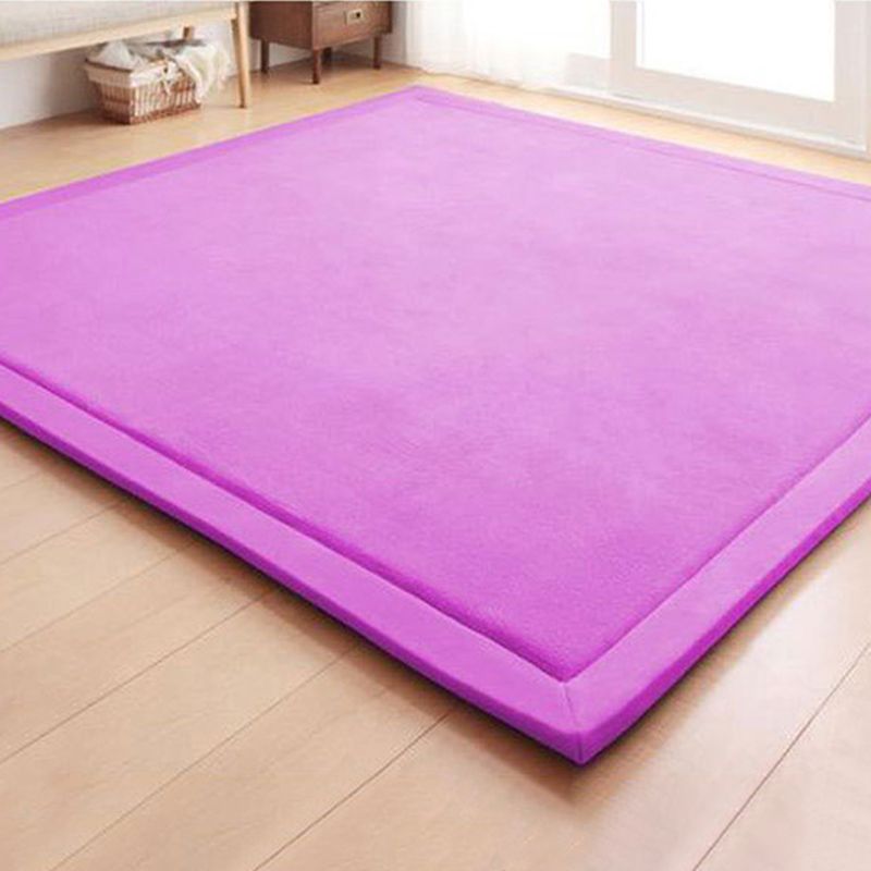 Tapis de salon en fantaisie Couleur solide Polyester Area Tapis Risqueur résistant aux taches