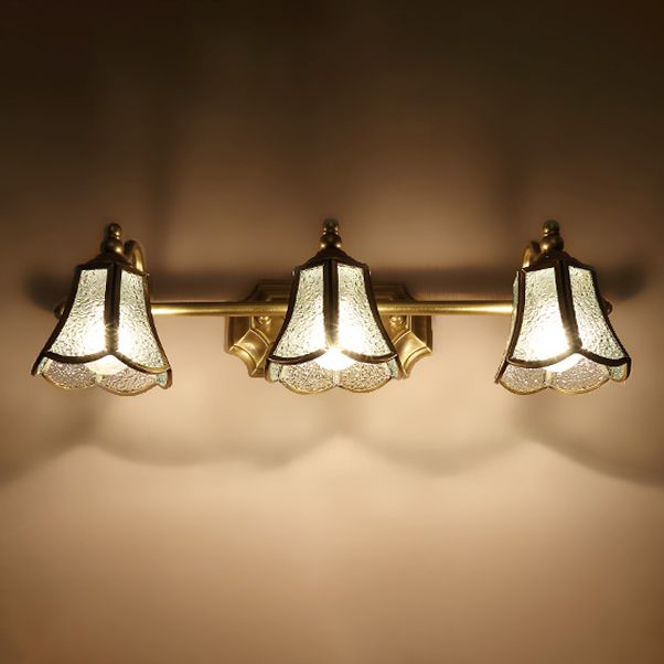 Multi-Lights Unique Shade Wall Sconce Modern Simple Style Mirror Glass Wall Lighting in Brass