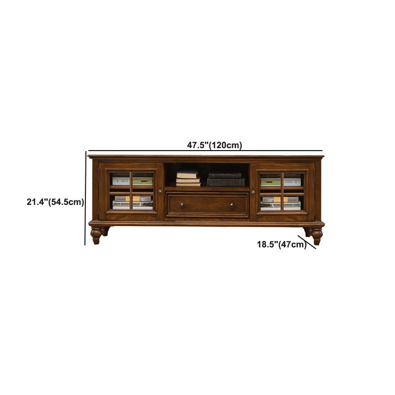 Solid Wood Home TV Stand Traditional TV Cabinet with Splayed Wood Legs