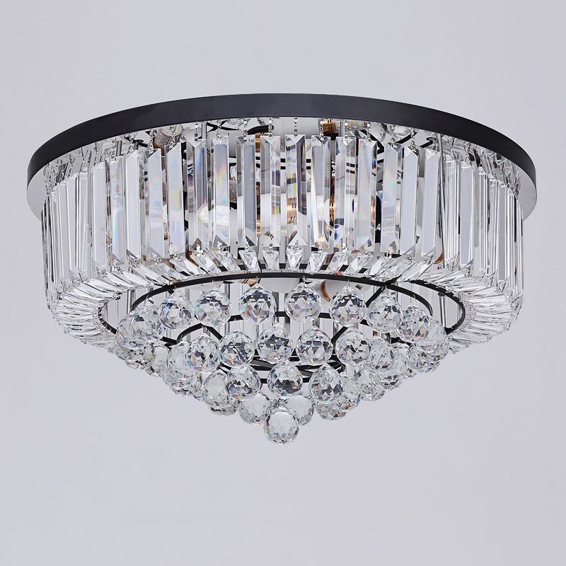 Crystal Round Flush Mount Lights Contemporary Style Multi Lights Flush Ceiling Light