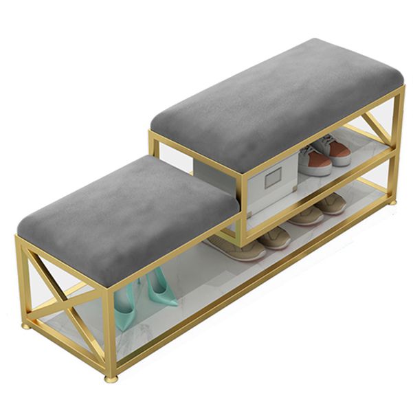 14" W Glam Seating Bench Cushioned Rectangle Shoe Storage Entryway and Bedroom Bench