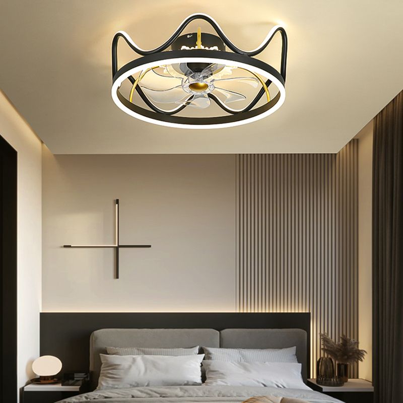 Metal Fan Ceiling Lights Modern Style 2 Lights Flush Mount Lamp for Kids' Room