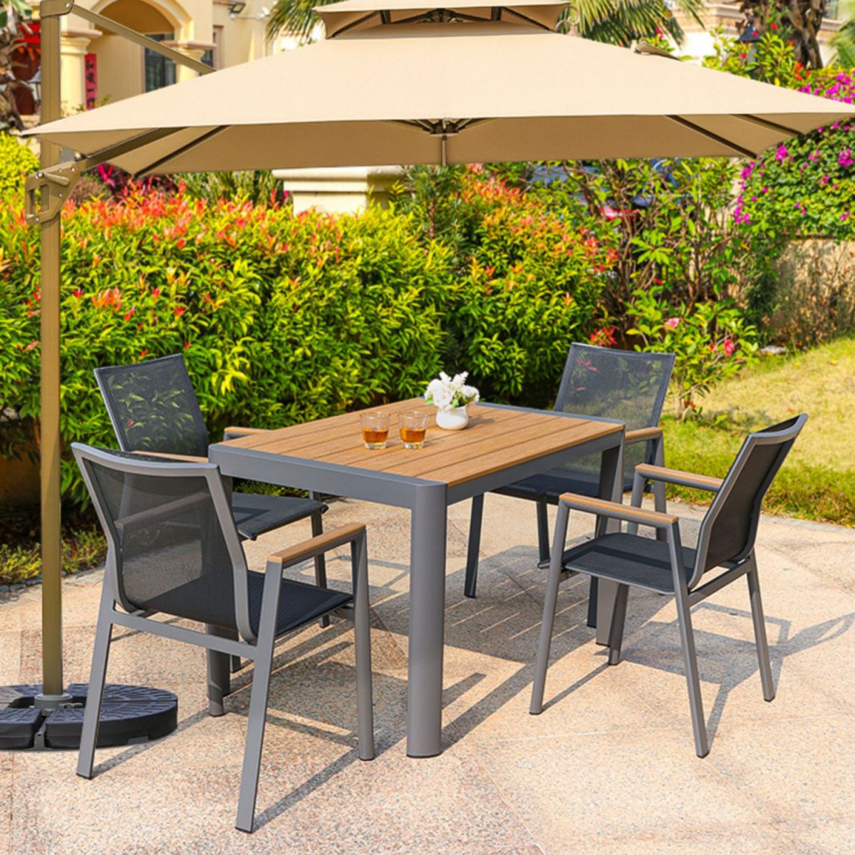 Modern Outdoor Aluminum Frame Dining Table Rectangle/Square Patio Table