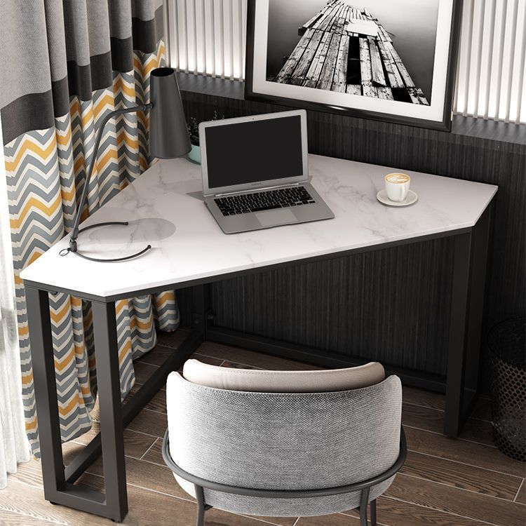 Corner Desk Modern Style SLATE Top Black Metal Legs for Bedroom