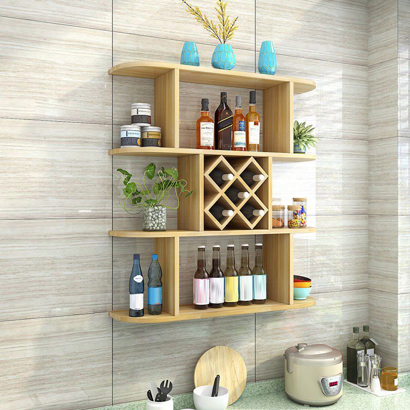 Manufactured Wood Wine Glass Stemware Rack Holder Modern Wall Mounted Wine Shelf