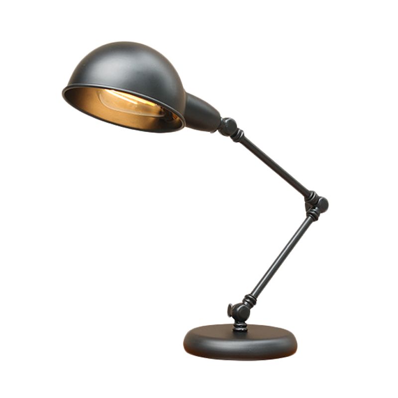 Dome Restaurant Table Lighting Vintage Iron 1-Head 4.5"/6" Wide Black Finish Desk Lamp with Swing Arm