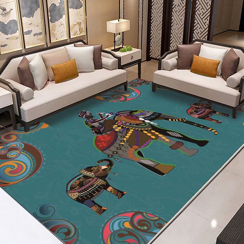 Multicolor Distressed Area Carpet Polyester Ink Effect Indoor Rug Anti-Slip Backing Carpet for Living Room