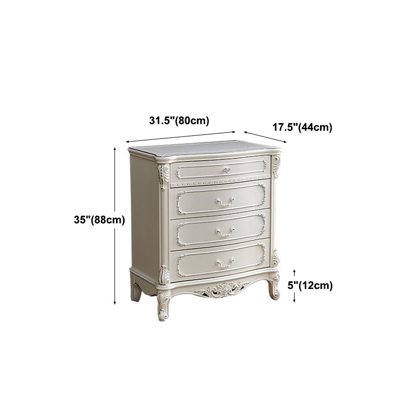 White Solid Wood Buffet Server Living Room Modern Buffet with Drawers