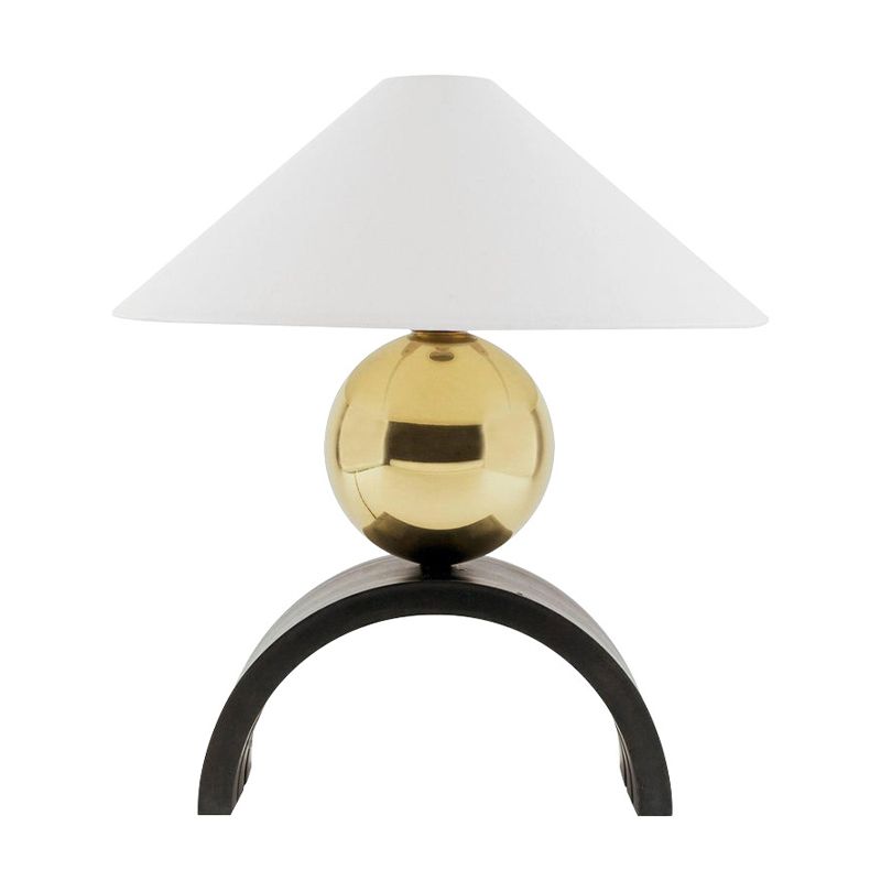 Global Metal Desk Light Moderniste 1 tête Gold Task Lighting avec Cone White Fabric Shade