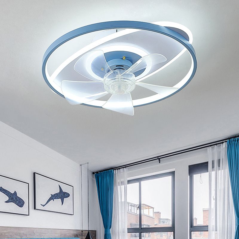 Nordic Style Ceiling Fan Lamp Colorful Ellipse Shape Ceiling Fan Light for Children's Room