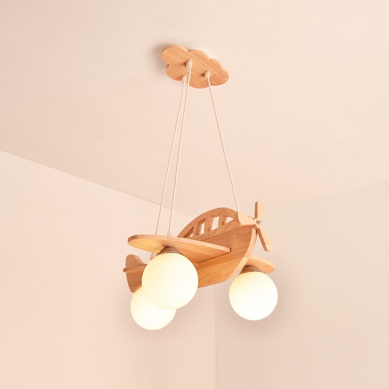 Airplane Wooden Chandelier Pendant Light Nordic Beige Pendant Chandelier for Kids Bedroom