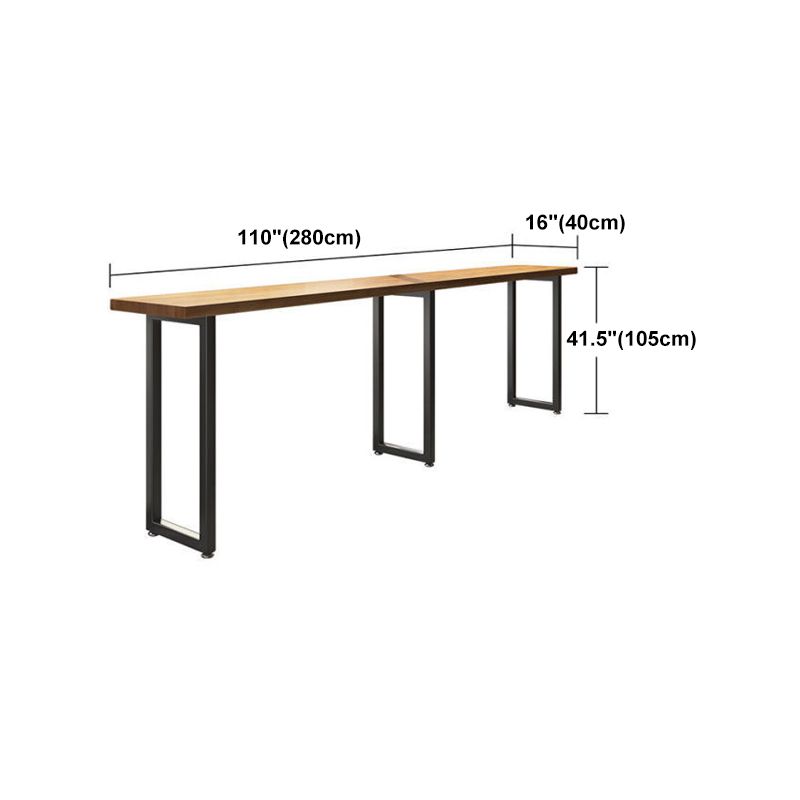 Pine Wood Bar Dining Table Industrial Bar Dining Table with Sled Base in Black