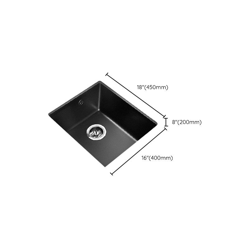 Rectangle Quartz Sink in Black Drop-In Kitchen Sink with Drain Assembly