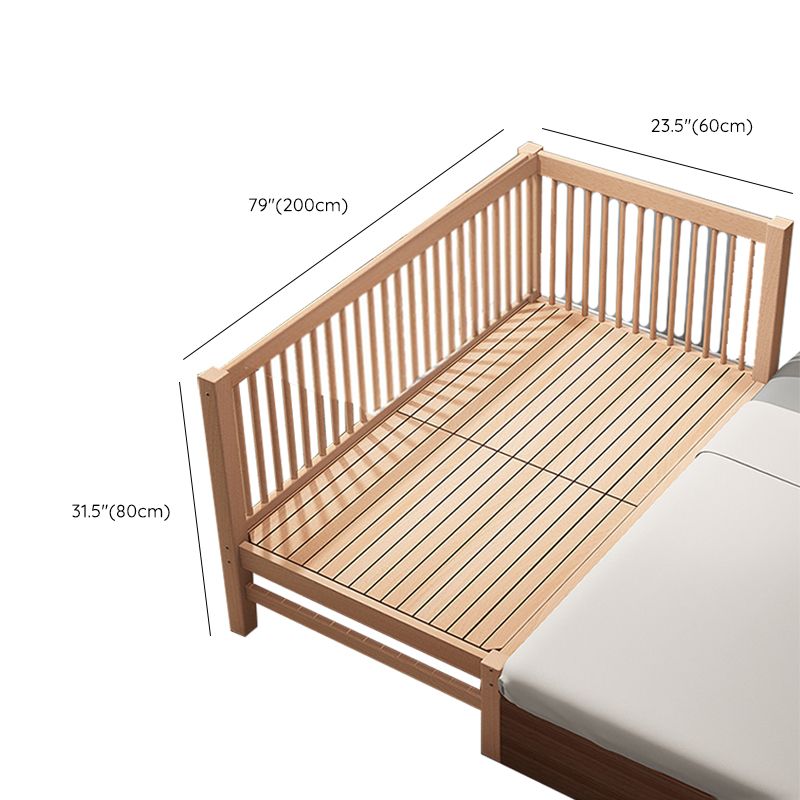 Solid Wood  Baby Crib Farmhouse Birch Nursery Bed with Guardrail