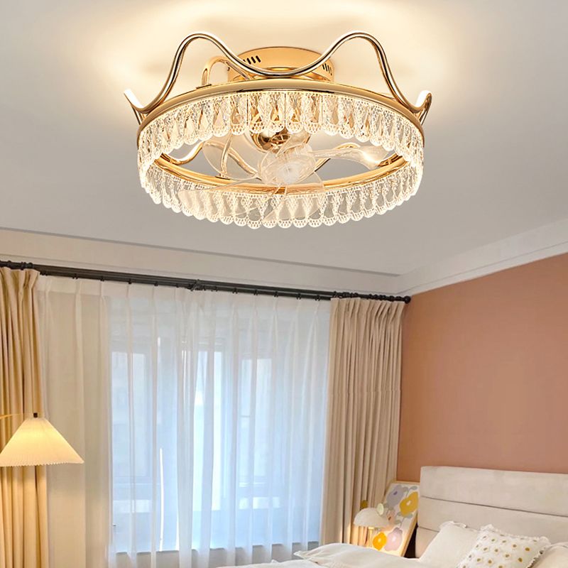 7-Blade LED Golden Ceiling Fan Contemporary Fan with Light for Bedroom