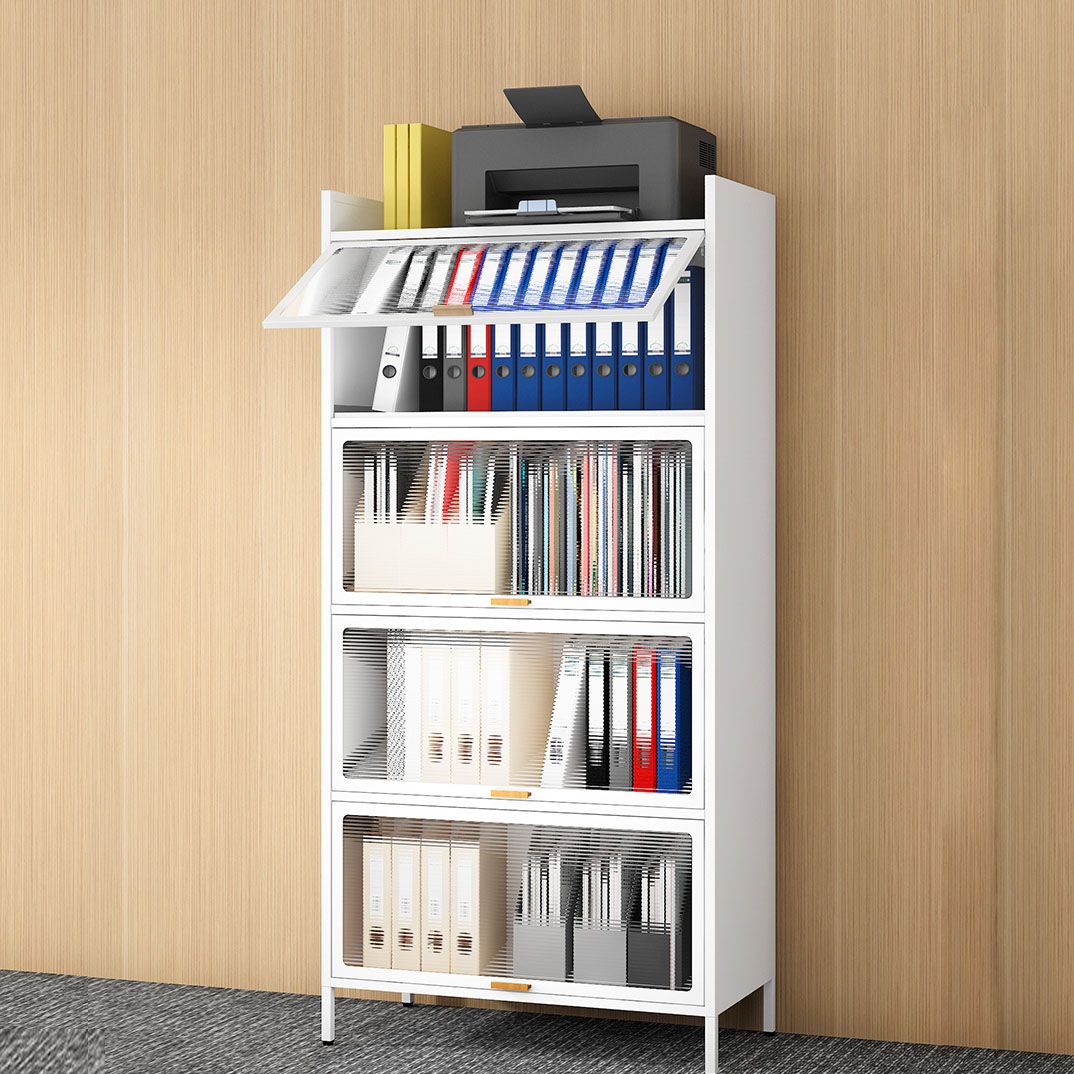 Modern Glass White Filing Cabinet with Lock Storage for Home and Office