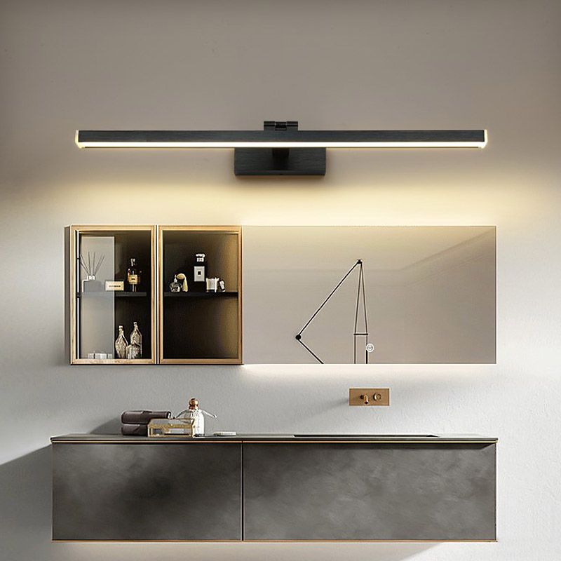 Minimalist Aluminum Vanity Light Straight Black Adjustable Mirror Light for Bathroom