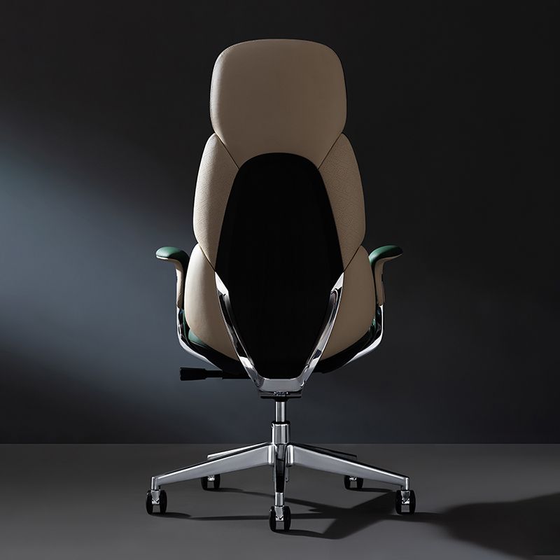 Fixed Arms Office Chair Modern Leather Adjustable Seat Height Swivel Chair with Wheels