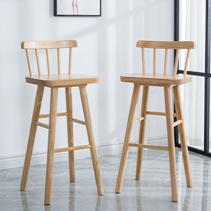 Modern Indoor Counter Stool Natural Solid Wood Square Counter Bar Stool