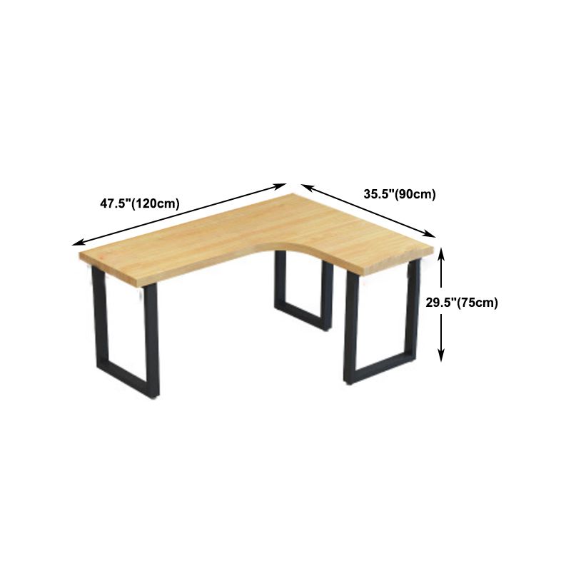 Metal and Wooden Writing Desk Industrial L-Shape Office Desk for Office