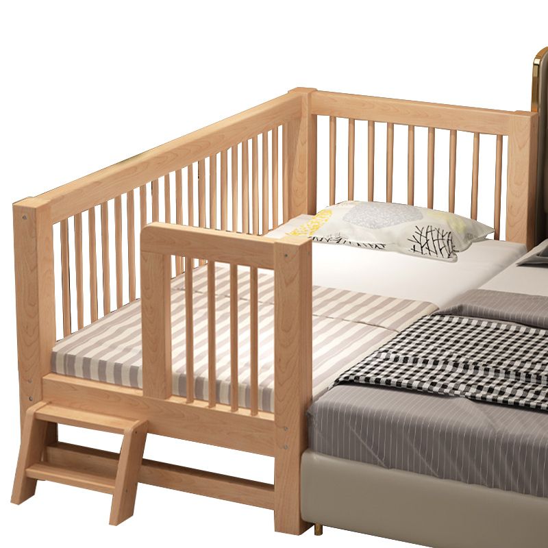 Scandinavian Solid Wood Baby Crib Toddler Guard Rails Included Nursery Bed