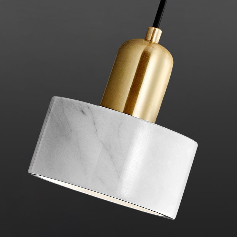 Modern Hanging Light Fixture 1-Light Pendant Lamp with Stone Shade for Bedroom