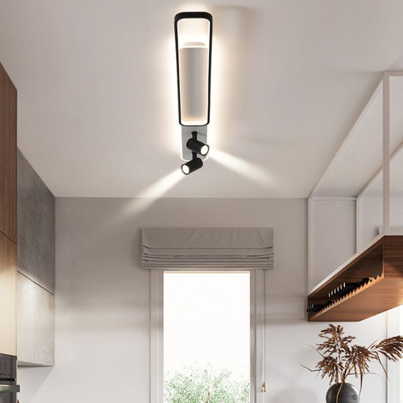 Luce a soffitto semi -ruscini a LED rettangolare nero in moderno supporto acrilico in stile conciso per soggiorno