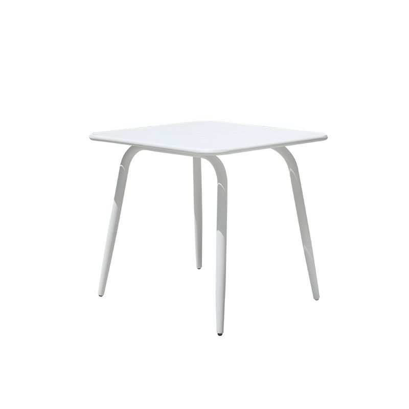 Modern Geometric Courtyard Table White Aluminum Frame Outdoor Table