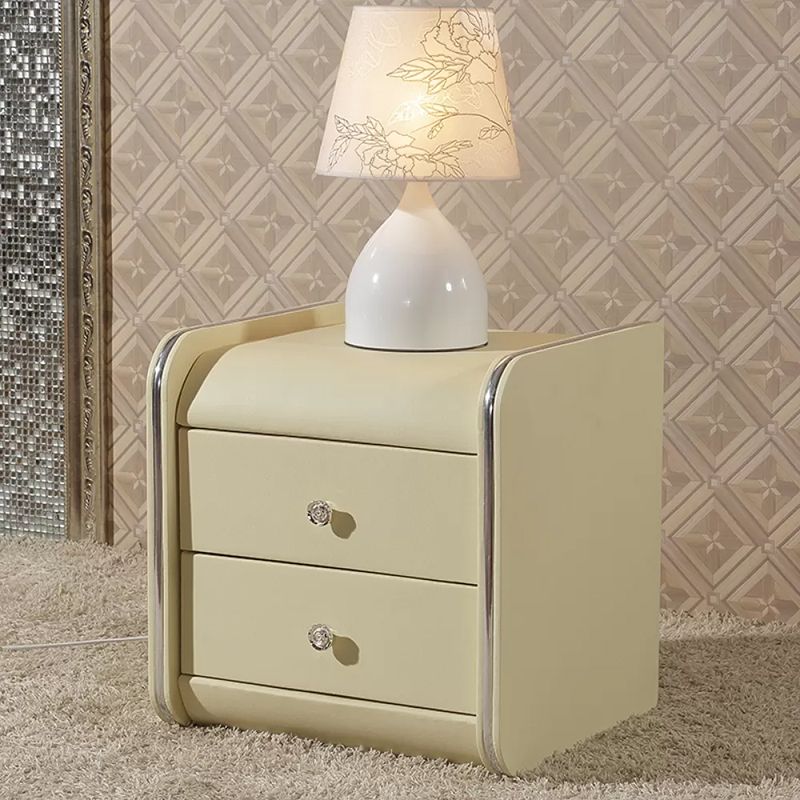 Faux Wood Accent Table Nightstand Contemporary Night Table with Drawers