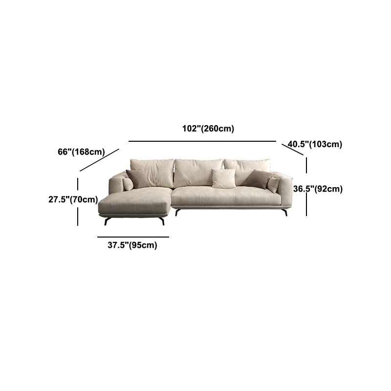 Contemporary White Faux Leather Sofa & Chaise Loose Back Sofa - 36.22" H