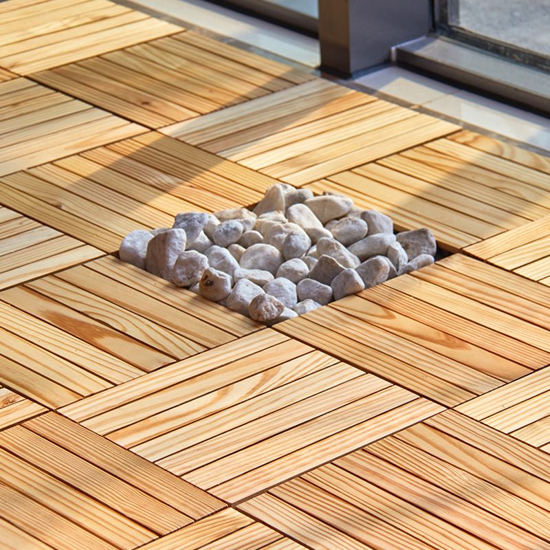 7-Slat Square Wood Patio Tiles Interlocking Installation Outdoor Patio Tiles