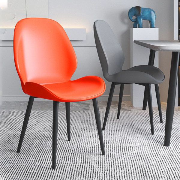 Contemporary Style Dining Chair Wingback Armless Chairs with Metal Legs for Kitchen