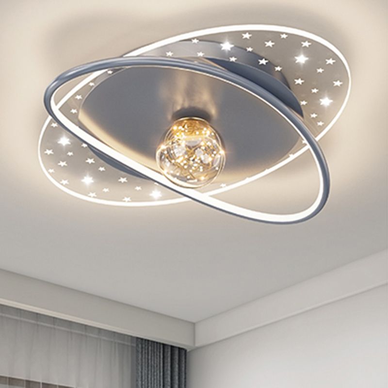 LED Modern Metal Flush Mount Geometric Shape Ceiling Lamp with Acrylic Shade for Bedroom